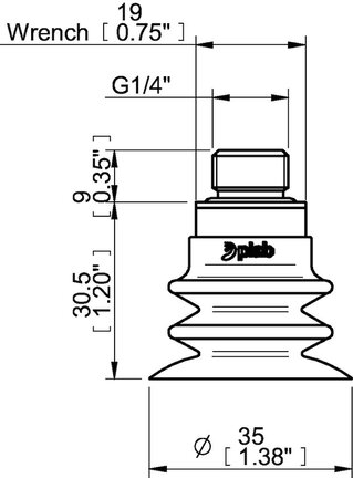 Przyssawka wielomieszkowa wykrywalna F-BXT35, Silikon SIL 40°, G1/4" zew., 5-piSAVE , dławik 1,0 mm (S.FBXT35DS40.G14M.54) (0210683) - Piab