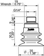 Przyssawka wielomieszkowa wykrywalna F-BXT35, Silikon SIL 40°, G1/4" zew., filtr siatkowy (S.FBXT35DS40.G14M.01) (0210684) - Piab