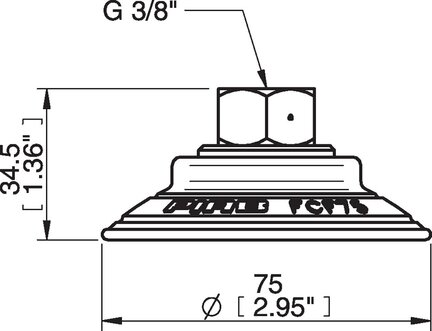 Przyssawka płaska wklęsła FCF75P, PU55°/60°, G3/8" wew., (FCF75P.5R.G45W) (0118429) - Piab