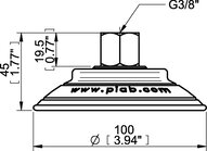 Przyssawka płaska wklęsła FCF100P, PU55°/60°, G3/8" wew., 17 mm, (FCF100P.5R.G62W) (0200690) - Piab