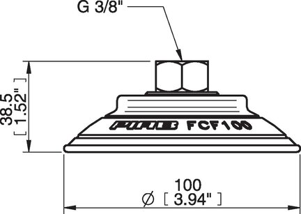 Przyssawka płaska wklęsła FCF100P, PU55°/60°, G3/8" wew., (FCF100P.5R.G46W) (0118432) - Piab