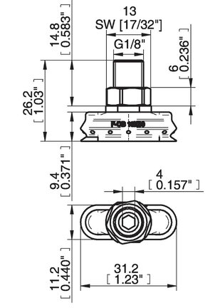 Przyssawka owalna mieszkowa wykrywalna F-OB 10x30, Silikon, G1/8" zew., FCM (0205912) - Piab