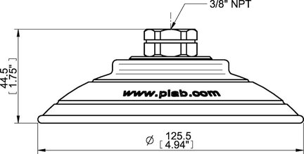 Przyssawka płaska wklęsła FCF125P, PU55°/60°, 3/8" NPT wew., (FCF125P.5R.N48W) (0122286) - Piab