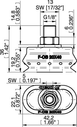 Przyssawka owalna mieszkowa wykrywalna F-OB 20x40, Silikon , G1/8" zew., FCM (0205918) - Piab