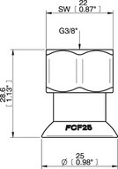 Przyssawka płaska wklęsła FCF25P, PU55°/60°, G3/8" wew., (FCF25P.4R.G71W) (0206909) - Piab
