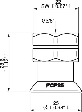 Przyssawka płaska wklęsła FCF25P, PU55°/60°, 3/8" NPT wew., (FCF25P.4R.N51W) (0206916) - Piab