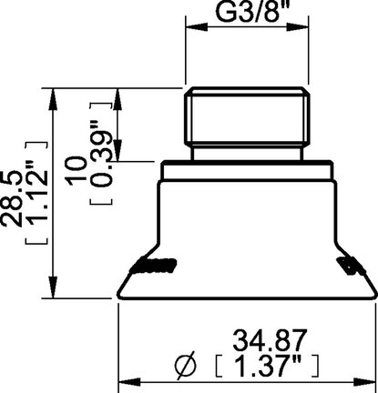Przyssawka płaska wklęsła FCF35P, PU55°/60°, G3/8" zew., filtr siatkowy, (FCF35P.4R.04UF) (0119913) - Piab