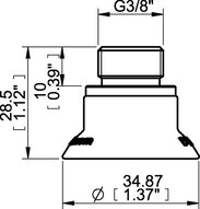 Przyssawka płaska wklęsła FCF35P, PU55°/60°, G3/8" zew., filtr siatkowy, (FCF35P.4R.04UF) (0119913) - Piab