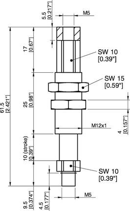 Kompensator poziomu LC12-M0510, M5 męski, Ugięcie 10 (0127104) - Piab