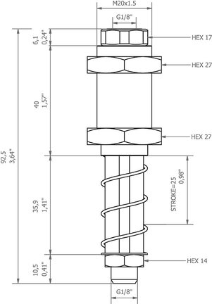 Kompensator poziomu KSPH-M20-1M-25A, nieobrotowe (0208901) - Piab