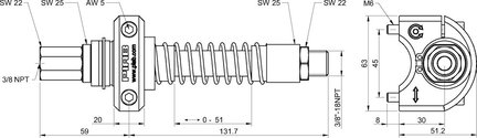 Kompensator poziomu LS200 do montażu w profilu 3/8"NPT wew. x 3/8"NPT zew. (0121219) - Piab