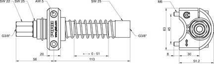 Kompensator poziomu LS200 do montażu w profilu G3/8" wew. x G3/8" wew. (0121220) - Piab