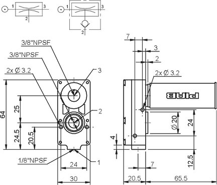 Eżektor MINI M5L, płyta przyłączeniowa C, uszczelnienia NBR (0102755) - Piab