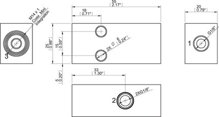 Korpus aluminiowy do wkładu pompy COAX MINI 2x1/8" V (0129473) - Piab