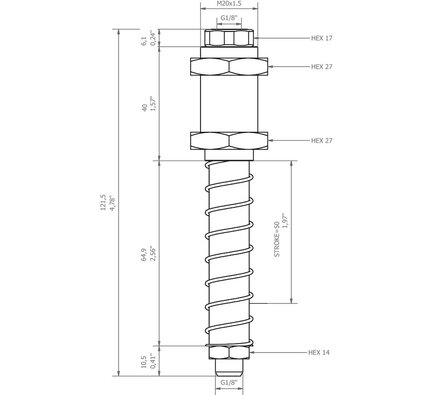 Kompensator poziomu KSPH-M20-1M-50, obrotowy (0208902) - Piab