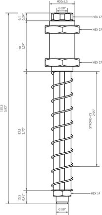 Kompensator poziomu KSPH-M20-1M-75A, nieobrotowe (0208905) - Piab