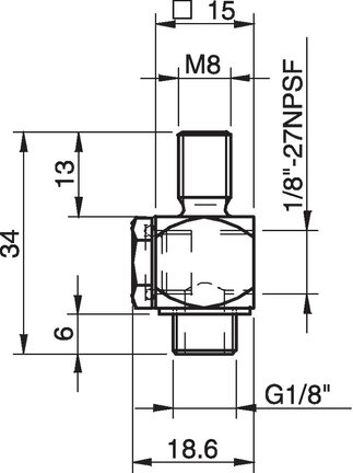 Łącznik kątowy G1/8"–M8 (3150053) - Piab