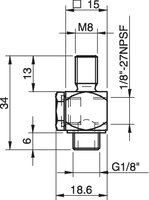 Łącznik kątowy G 1/8–M8 - Piab