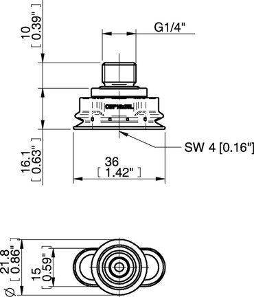 Przyssawka owalna mieszkowa OBF15x35P, PU60°, G1/4" zew., (OBF15x35P.L.5X.G84W) (0207595) - Piab
