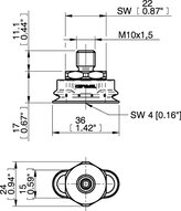Przyssawka owalna mieszkowa OBF15x35P, PU60°, M10x1.5 zew., (OBF15x35P.L.5X.M11W) (0207596) - Piab