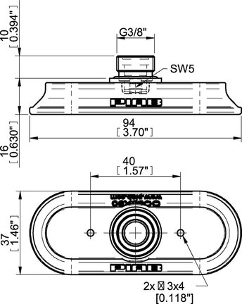 Przyssawka owalna wklęsła OC35x90P, PU40°, czerwon, reg., G3/8" zew., filtr siatkowy, (OC35x90P.5C.G41M) (0115307) - Piab