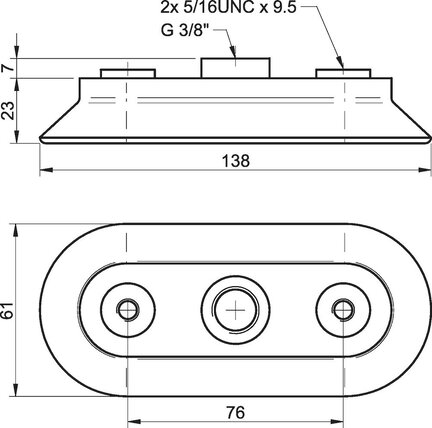 Przyssawka owalna wklęsła OC60x140, NBR 3/8"NPT wew, (OC60x140.35.61UA) (3350011B) - Piab