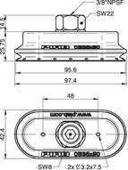 Przyssawka owalna mieszkowa OB35x90P, PU60°, 3/8" NPSF wew., (OB35x90P.5E.N40W) (0108672) - Piab