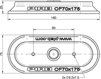Przyssawka owalna płaska OF70x175P, PU60°, (OF70x175P.5E) (0109910) - Piab