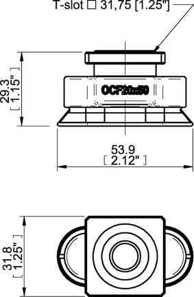 Przyssawka owalna wklęsła OCF20×50, PU60°, T-slot, filtr siatkowy, (OCF20x50P.5X.T2MR) (0207726) - Piab