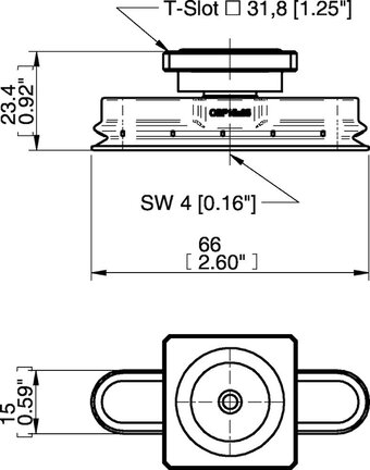 Przyssawka owalna mieszkowa OBF15x65P, PU60°, T-slot, (OBF15x65P.5X.T3W) (0207603) - Piab