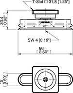 Przyssawka owalna mieszkowa OBF15x65P, PU60°, T-slot, (OBF15x65P.5X.T3W) (0207603) - Piab