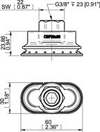 Przyssawka owalna mieszkowa OBF30x60P, PU60°, G3/8" wew., tworzywowy, (OBF30x60P.5R.G68WC) (0207617) - Piab