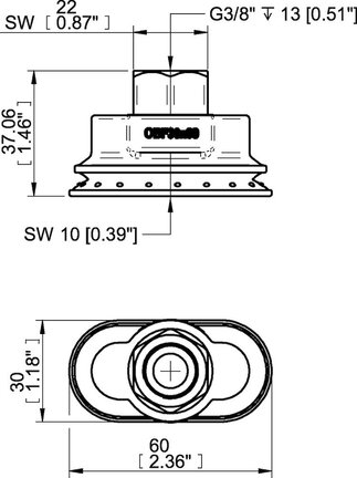 Przyssawka owalna mieszkowa OBF30x60P, złącze G3/8" wew., (OBF30x60P.5R.G70MR) (0207734) - Piab