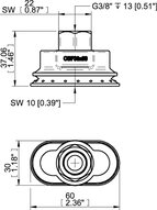 Przyssawka owalna mieszkowa OBF30x60P, złącze G3/8" wew., (OBF30x60P.5R.G70MR) (0207734) - Piab