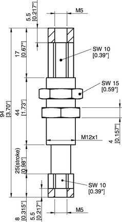 Kompensator poziomu LC12-F0525, M5 żeński, Ugięcie 25 (0127105) - Piab