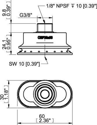 Przyssawka owalna mieszkowa OBF30x60P, PU60°, G3/8" zew., (OBF30x60P.5R.G69MR) (0207735) - Piab