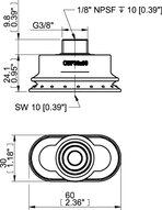 Przyssawka owalna mieszkowa OBF30x60P, PU60°, G3/8" zew., (OBF30x60P.5R.G69MR) (0207735) - Piab