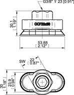 Przyssawka owalna wklęsła OCF20×50, PU60°, G3/8" wew., tworzywowy, (OCF20x50P.5X.G68WC) (0207618) - Piab