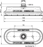 Przyssawka owalna mieszkowa OB50x140P, PU30°/60°, G3/8" zew., filtr siatkowy, (OB50x140P.5K.G40M) (0109858) - Piab