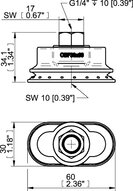 Przyssawka owalna mieszkowa OBF30x60P, złącze G1/4" wew., (OBF30x60P.5R.G75MR) (0207737) - Piab