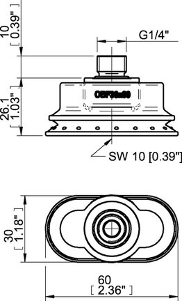 Przyssawka owalna mieszkowa OBF30x60P, złącze G1/4" zew., (OBF30x60P.5R.G79MR) (0207738) - Piab