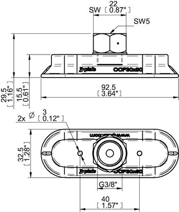 Przyssawka owalna wklęsła OCF30x90P, PU55°/60°, G3/8" wew., (OCF30x90P.5R.G45W) (0121786) - Piab
