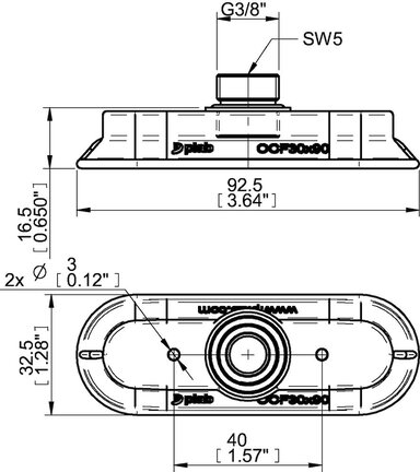 Przyssawka owalna wklęsła OCF30x90P, PU55°/60°, G3/8" zew., (OCF30x90P.5R.G41M) (0122456) - Piab