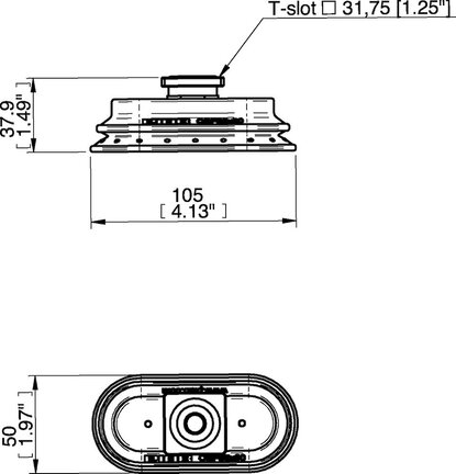 Przyssawka owalna mieszkowa OBF35X90 mm, PU60°/62°, rowek T, filtr siatkowy (S.OBF35X90P6062.TXX.01) (0213929) - Piab