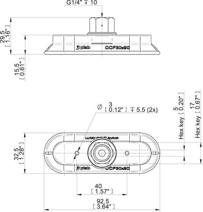 Przyssawka owalna wklęsła OCF30x90P, G1/4" wew., (OCF30x90P.5R.G87W) (0213934) - Piab