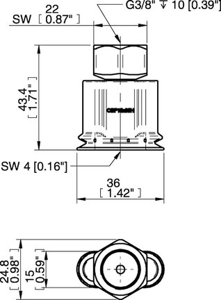 Przyssawka owalna mieszkowa OBF15x35P, PU60°, G3/8" wew., (OBF15x35P.H.5X.G80W) (0207577) - Piab