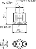 Przyssawka owalna mieszkowa OBF15x35P, PU60°, G3/8" wew., (OBF15x35P.H.5X.G80W) (0207577) - Piab
