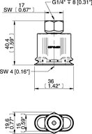 Przyssawka owalna mieszkowa OBF15x35P, PU60°, G1/4" wew., (OBF15x35P.H.5X.G83W) (0207579) - Piab