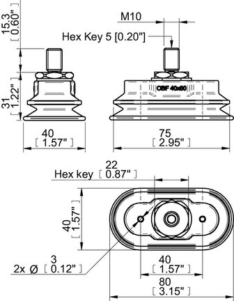 Przyssawka owalna mieszkowa OBF40X80P, PU60°, M10x1.5 zew., (OBF40x80P.5X.M10M) (0212801) - Piab