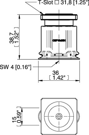 Przyssawka owalna mieszkowa OBF15x35P, PU60°, T-slot, (OBF15x35P.H.5X.T3W) (0207575) - Piab